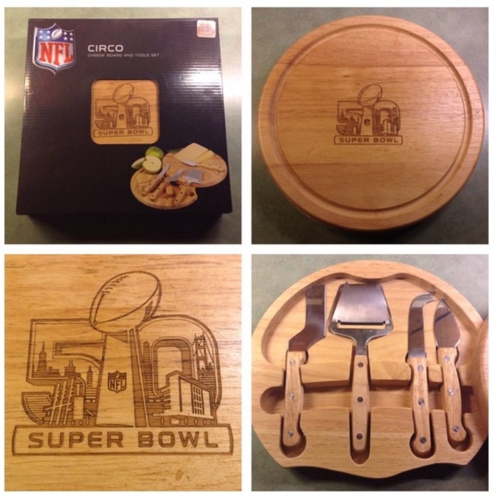 NFL SuperBowl 50 cheese board and tool set New in box